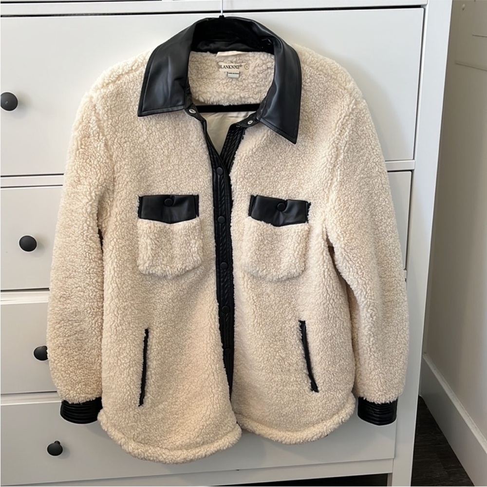 Blank NYC Cream and Black Sherpa Jacket